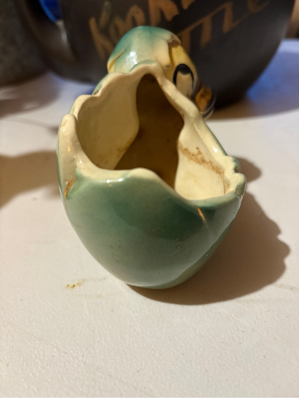 Shawnee Vintage Ceramic Duck Planter - Yellow & Teal - Picture 6 of 10